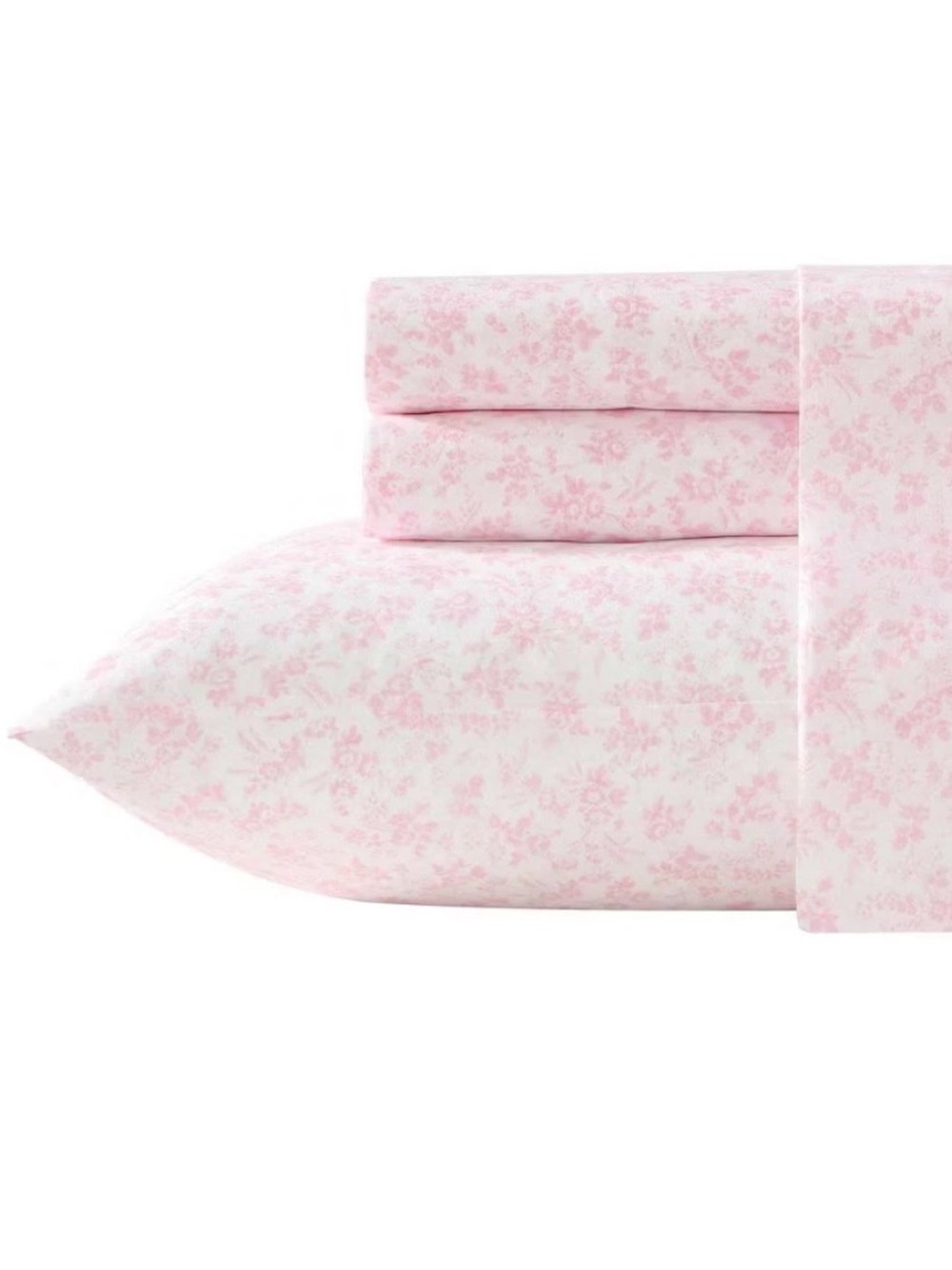 COTTAGE Laura Ashley TWIN Sheet Set Floral Toile PINK ~ Pretty